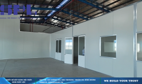 Công trình vách ngăn Panel và trần thả thạch cao tại nhà xưởng P5c: Tiêu chuẩn chất lượng, thời gian thi công nhanh chóng