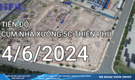 Cập nhật tiến độ cụm nhà xưởng cho thu 5C công ty Thiên Phú, 5/6/2024
