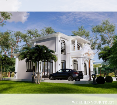 Vẻ đẹp đậm chất tân cổ điển của biệt thự mái Nhật 1 lầu 1 trệt với ngói mầu xanh